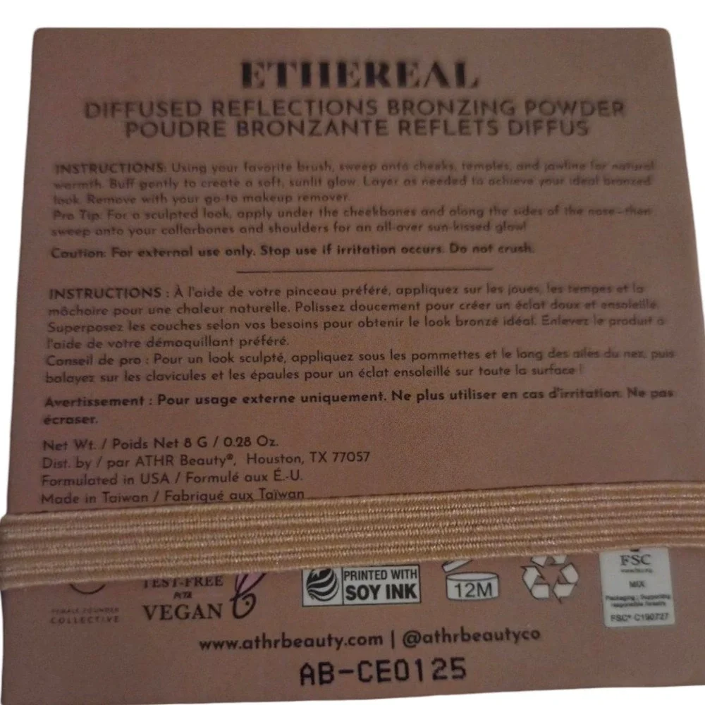 ATHR Beauty Ethereal Diffused‎ Reflections Bronzing Powder 0.28 oz Vegan